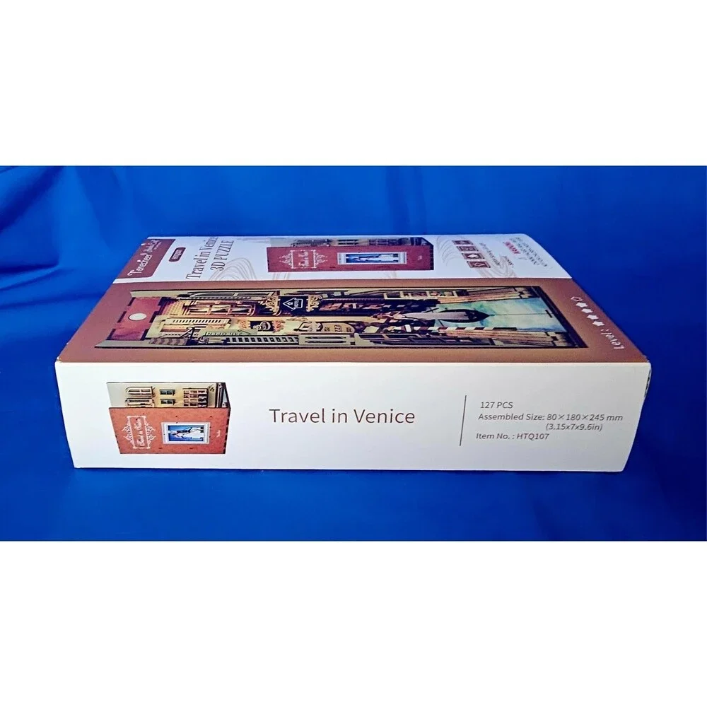 Travel In Venice Italy 3D Puzzle LED Light Book Nook Kit Tonecheer Hands Craft